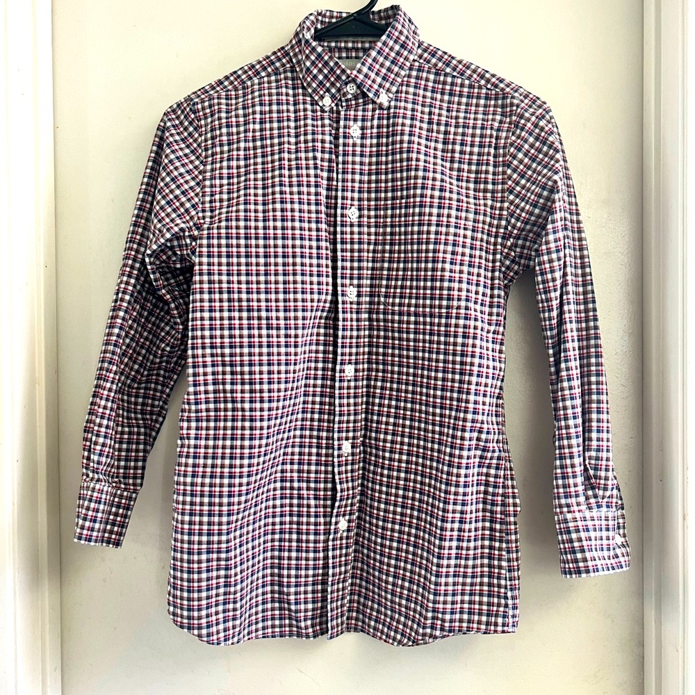 Nordstrom Boys Size 10 100% Cotton Plaid Dress Shirt - excellent used condition